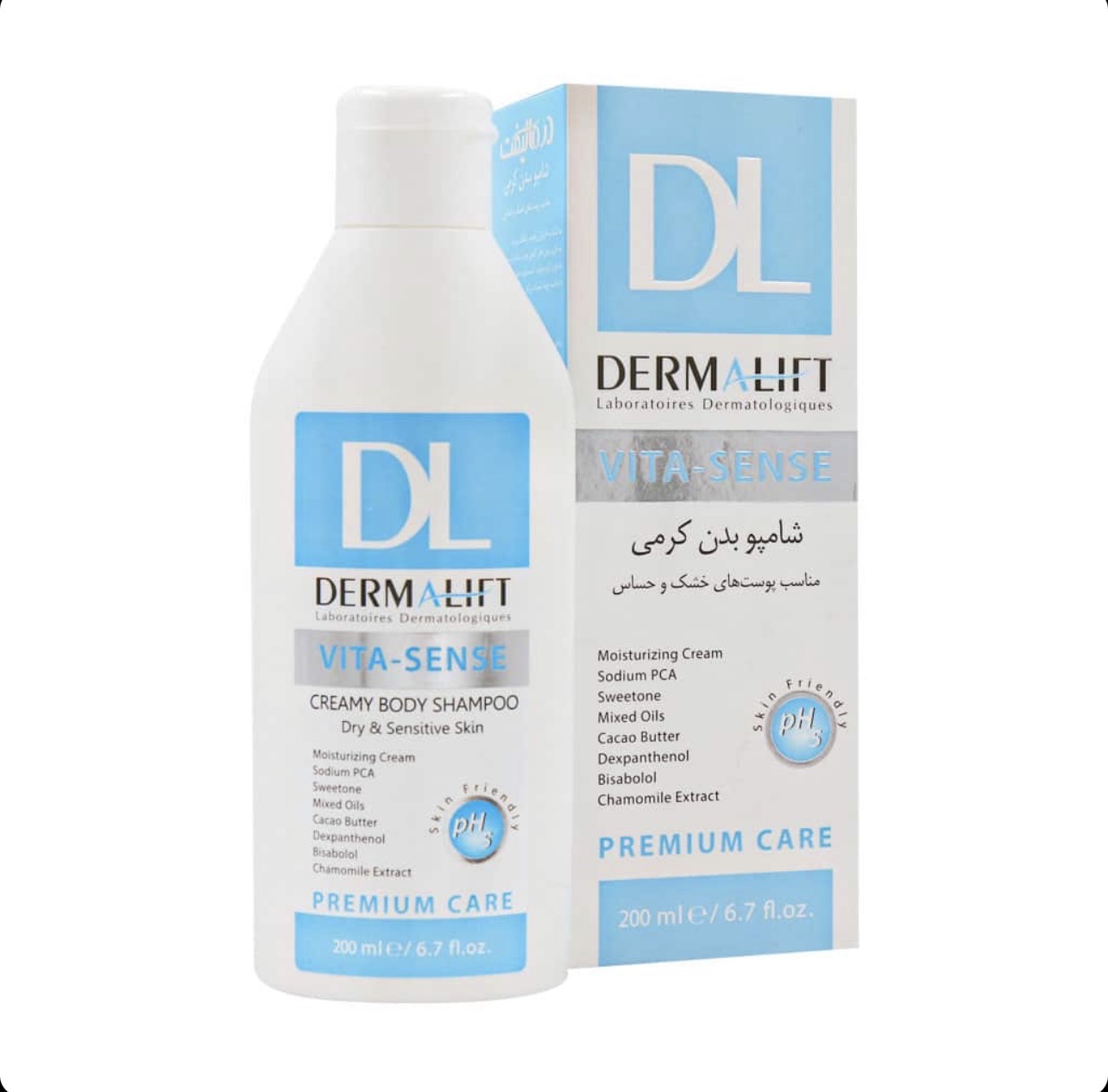 شامپو بدن کرمی مناسب پوست خشک و حساس درمالیفت DERMALIFT