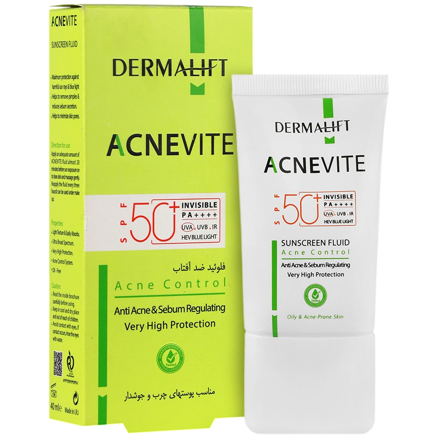 فلوئید ضد آفتاب آکنویت spf50 درمالیفت 40 میلی لیتر