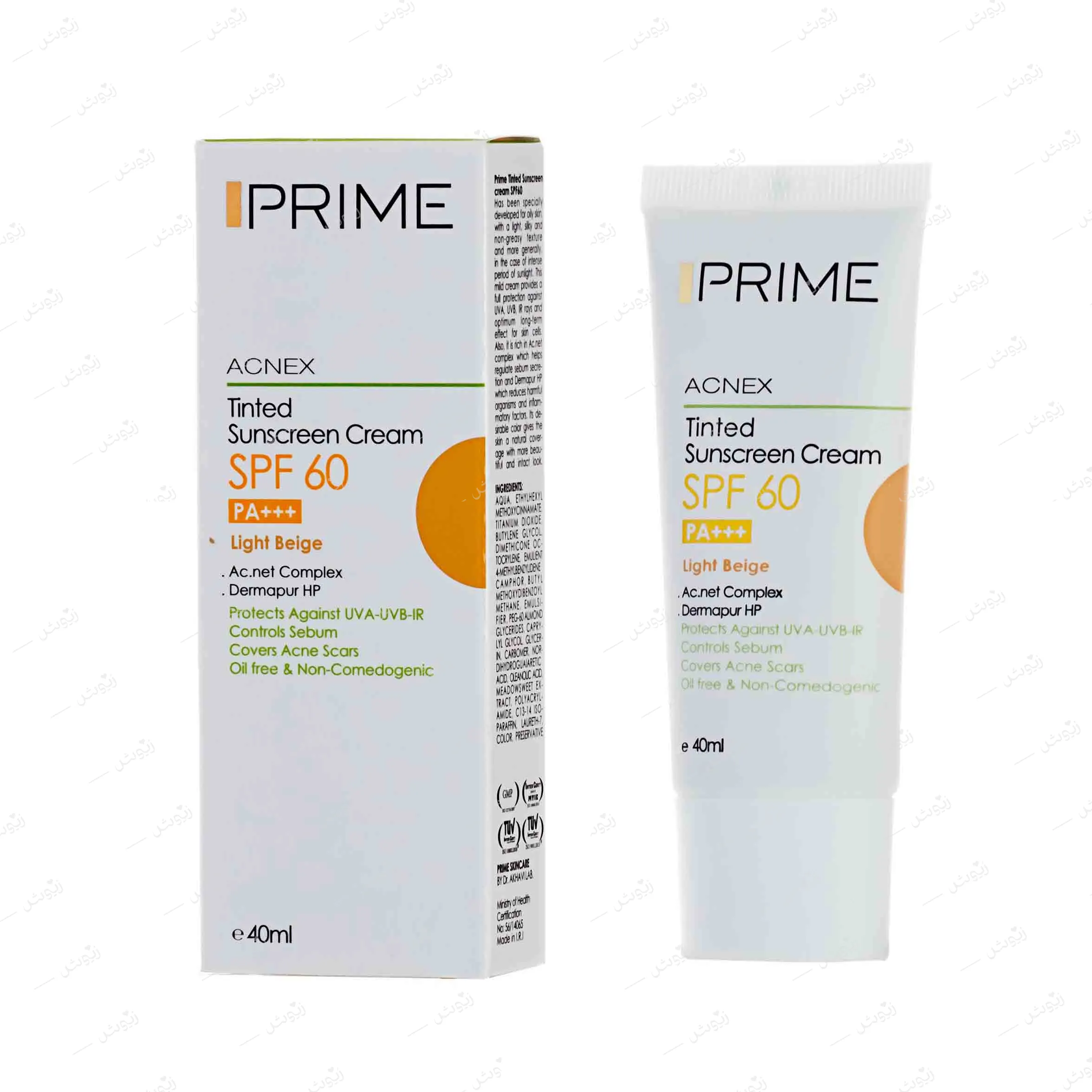 کرم ضد آفتاب رنگی SPF60 پوست چرب پریم